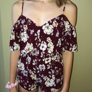 Forever 21 Floral Maroon Romper